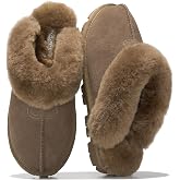 Project Cloud 100% Genuine Leather &amp; Australian Shearling Slippers for Women - Cozy Memory Foam Women's Slippers (Hedy, Mushroom Suede,6M)