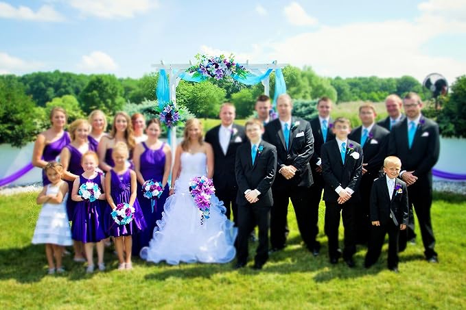 purple and turquoise wedding dress