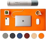 Nordik By Design Nordik Leather Desk Mat Cable Organizer Tangerine 89x43 cm