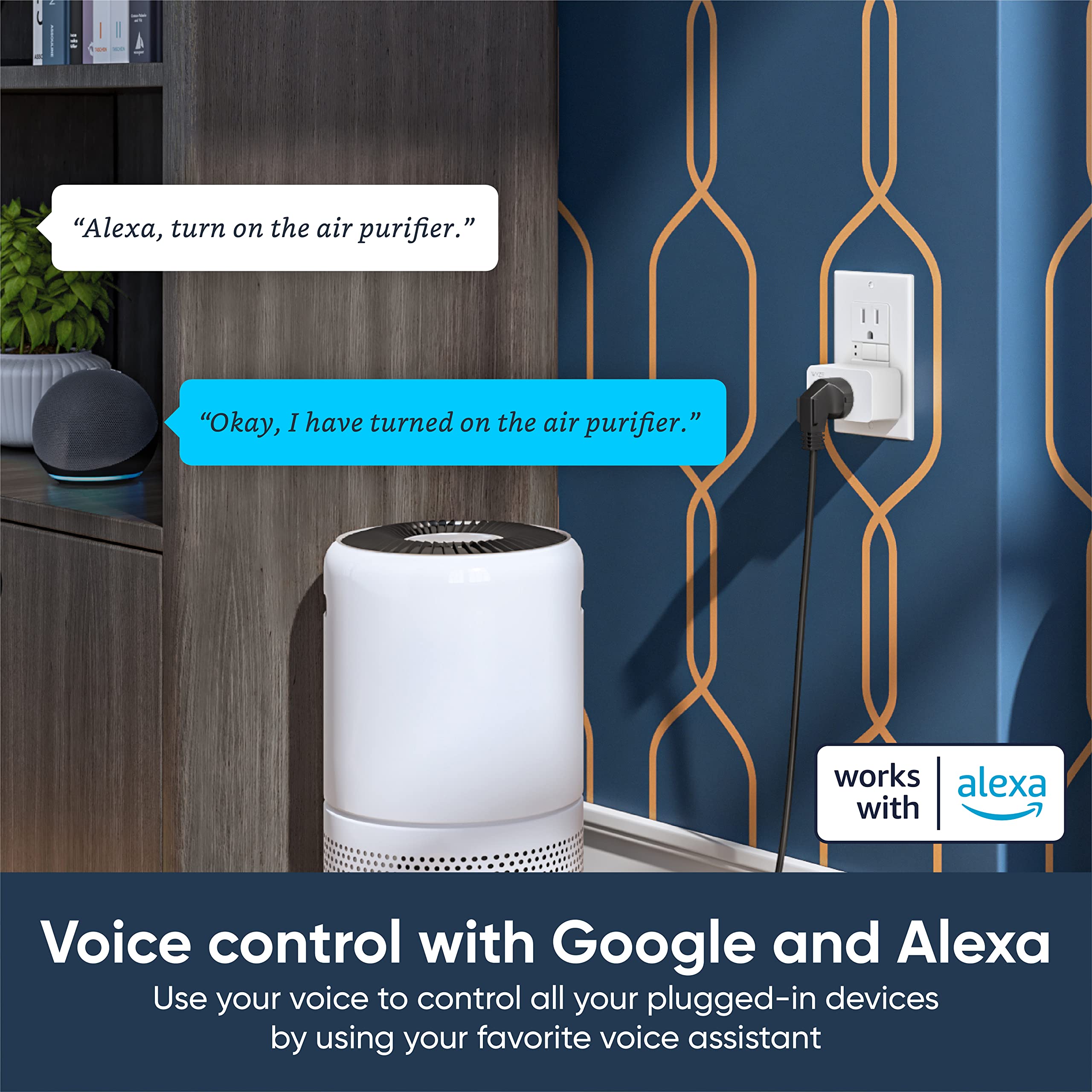 Wyze Plug, 2.4GHz WiFi Smart Plug, Works with Alexa, Google Assistant, IFTTT, No Hub Required, Two-Pack, White - View 4