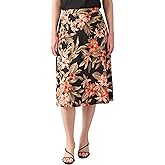 Kasper Womens Floral Printed Matte Jersey Midi Skirt