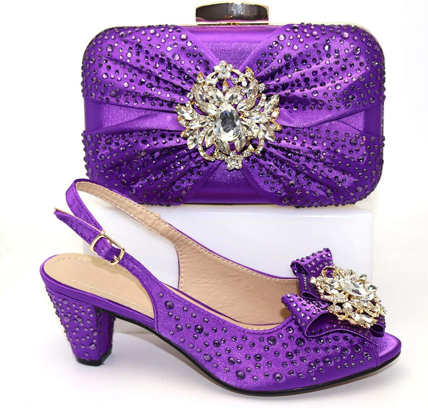 purple shoes and bag for wedding