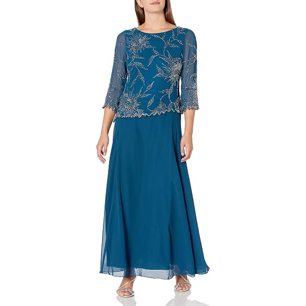 Amazon.com: J Kara Women's Petite Petite Short Sleeve Beaded Top Long Dress  Dress, Gray/Multi, 10P : Clothing, Shoes & Jewelry
