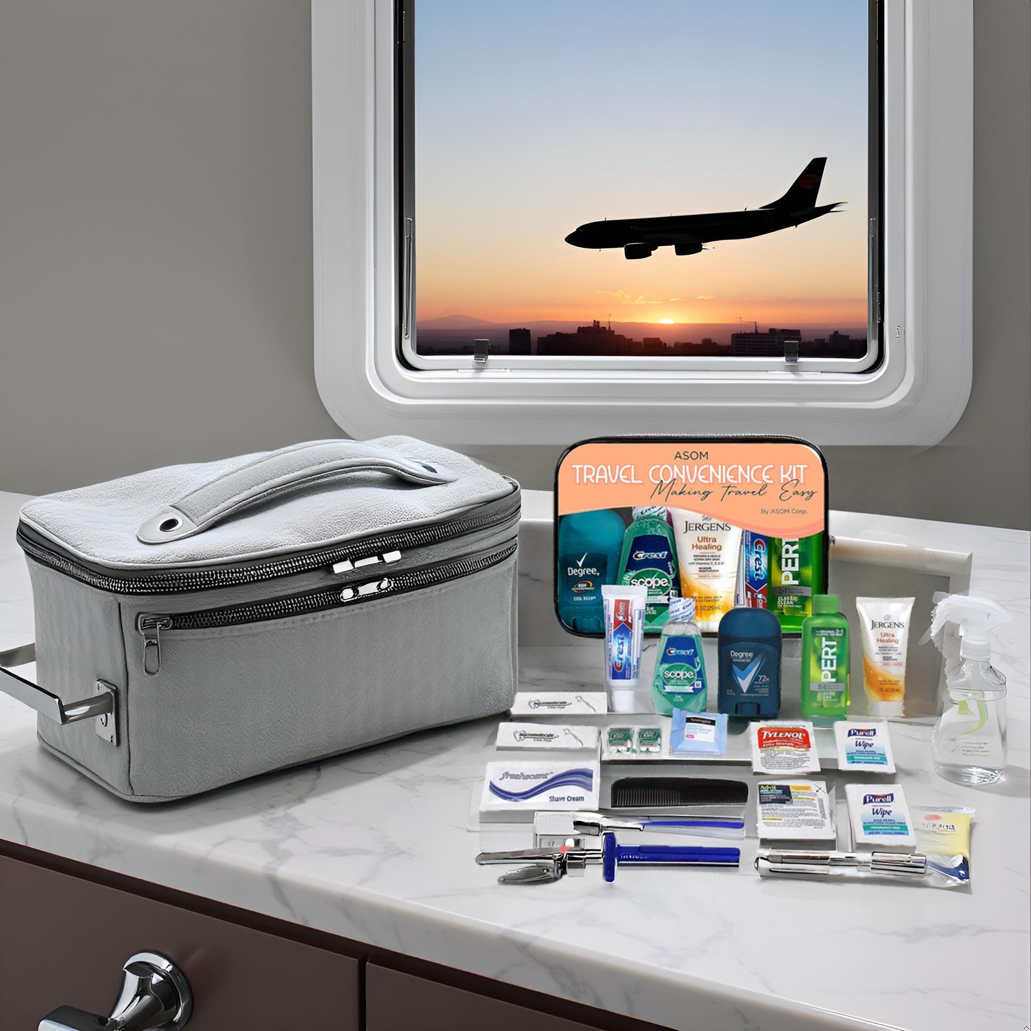 Asom Toiletry Travel Kit - 20 Piece TSA Approved Personal Care & Hygiene Essentials Set for Men & Women, Pre-Filled Convenience for Travel, Airplane Carry-On Ready