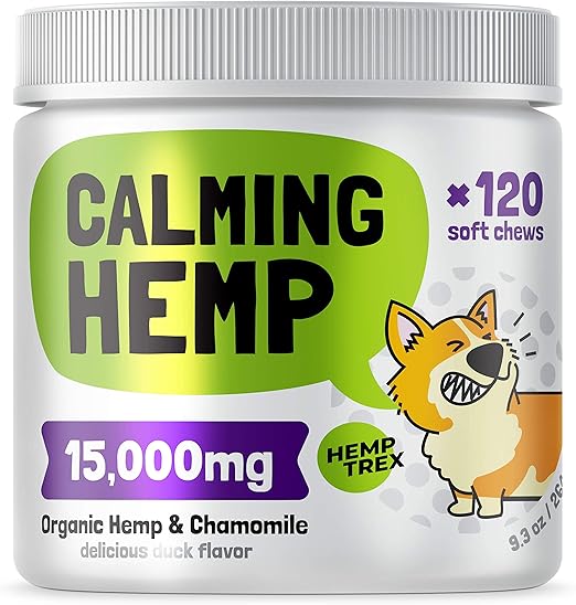 Amazon Com Calming Hemp Treats For Dogs Made In Usa With Organic Hemp Dog Anxiety Relief Natural Separation Aid Helps With Barking Chewing Thunder Fireworks Aggressive Behavior 120 Soft Chews Pet Supplies