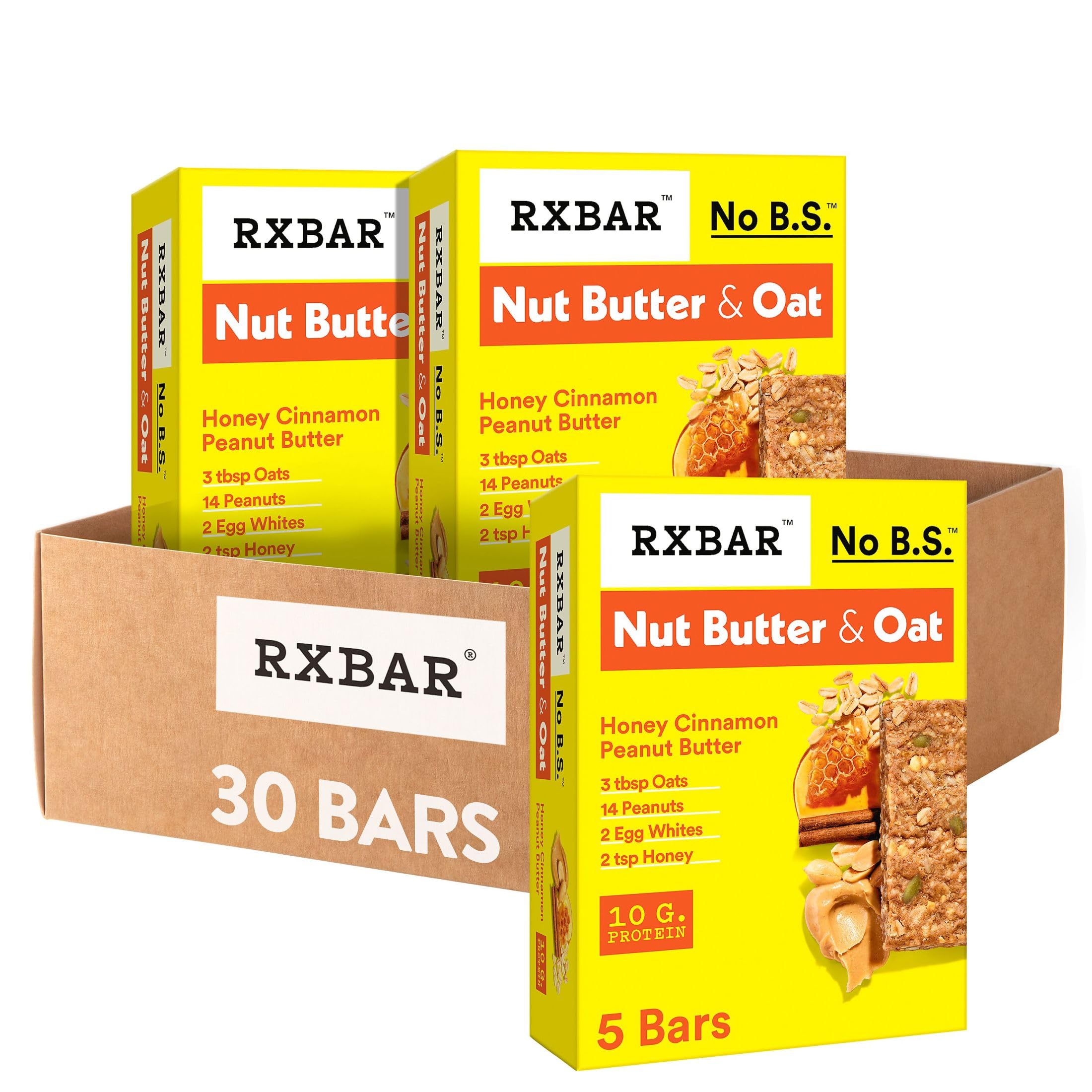 RXBAR Nut Butter and Oat Protein Bars, Protein Snacks, Honey Cinnamon Peanut Butter (6 Boxes, 30 Bars) Image RXBAR Nut Butter and Oat Protein Bars, Protein Snacks, Honey Cinnamon Peanut Butter (6 Boxes, 30 Bars) Image