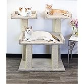 Prestige Cat Trees Maine Coon Deluxe Cat Perch &ndash; Made in USA Sturdy Solid-Wood Tower for Large &amp; Multiple Cats &ndash; Easy 2-Step Assembly, Plush Carpet, Sisal Scratch Posts