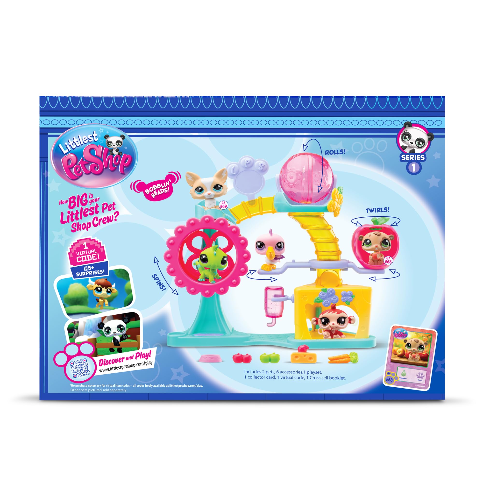 Littlest Pet Shop, Fun Factory Play Set - Gen 7, Pets #69 & #68, Authentic LPS Bobble Head Figure, Collectible Imagination Toy Animal, Kidults, Girls, Boys, Kids, Tweens Ages 4+