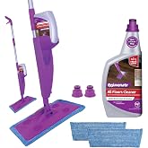 Rejuvenate Click N Clean Multi-Surface Spray Mop, All-in-One Kit, 1 Count | Includes Mop, 2 Microfiber Pads, 2 Adapters, Scrub Pad &amp; 32 Oz Cleaner, Use on Sealed Hardwood, Laminate, Vinyl &amp; Tile Floors