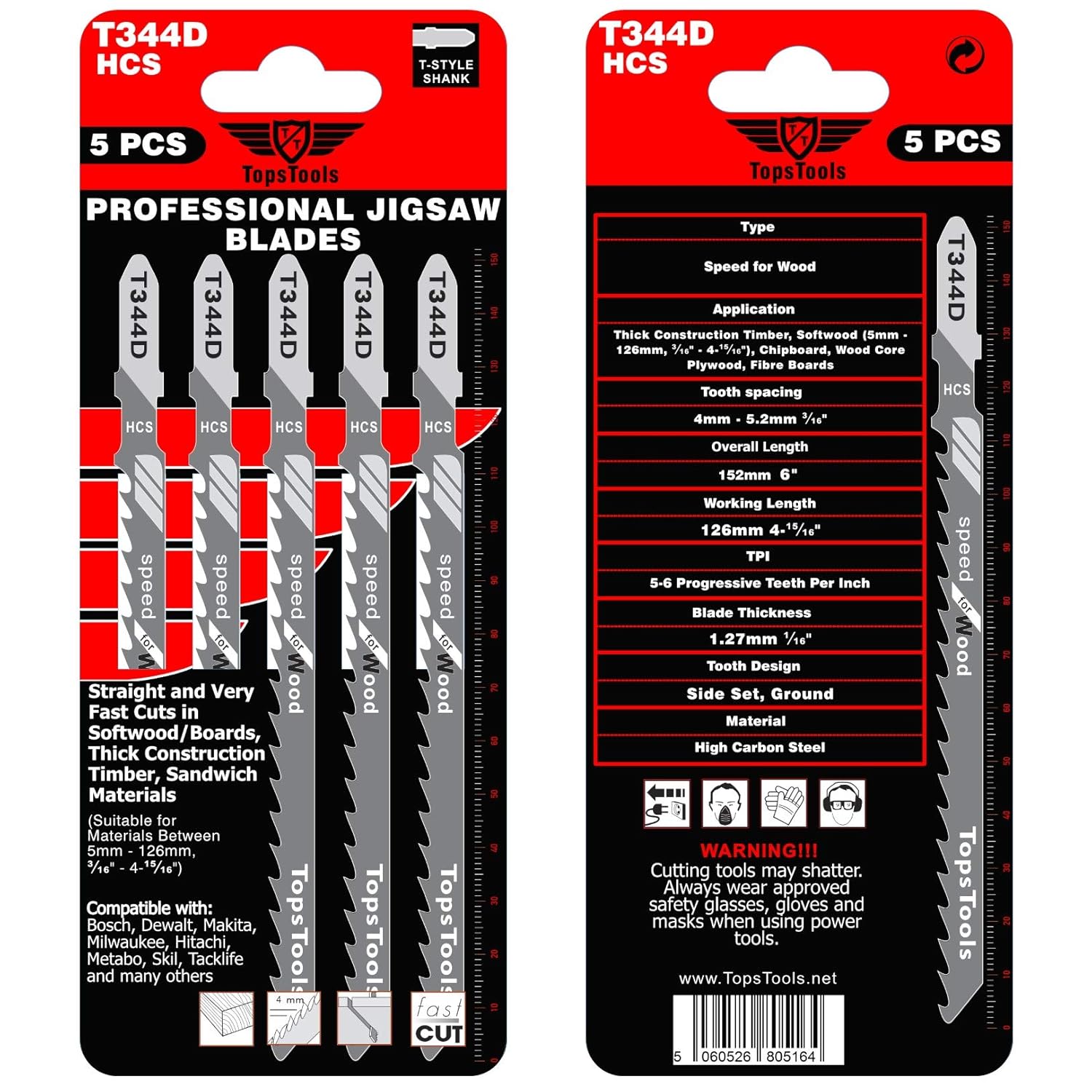 25 x TopsTools JSTT344D_5 T344D 152mm Jigsaw Blades Designed for Long Clean Straight and Fast Cuts in Wood - Image 4