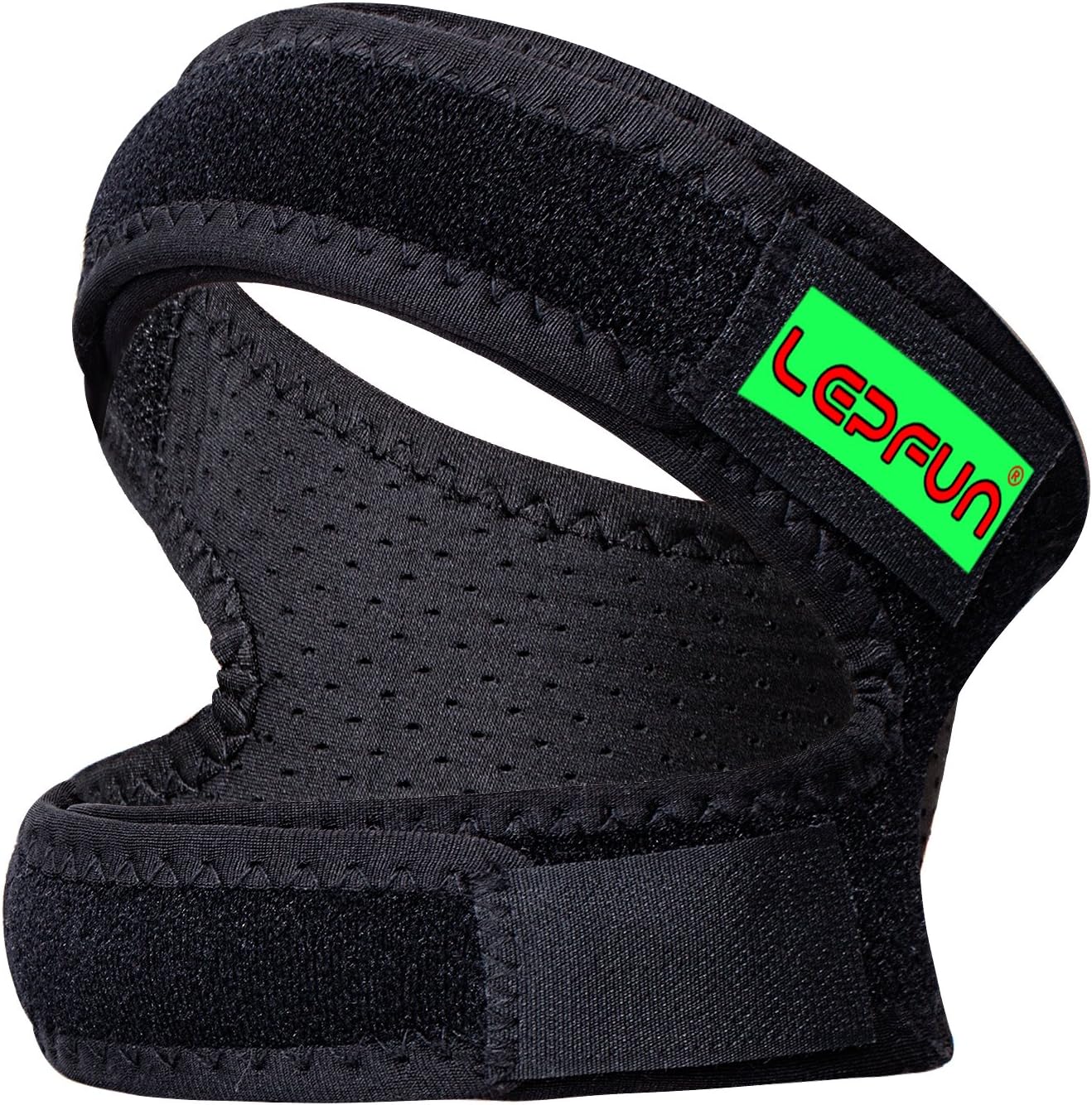 Lepfun P3000 Patella Knee Strap,Adjustable Dual Strap Band Brace for Knee Support- Fit Running, Basketball and Arthritis.Black(1 Piece),11'' - 22''