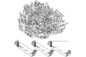 AConnet 200 Pcs Silver Safety Pins 2 Inch Pin Back Clasp Brooch Pins Backs with 3 Holes Safety Locking for Making Corsage, Name Tags, Badges, Citation Bars