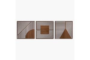 Geometric Shapes Wood Wall Art Decor, 3 Piece Wooden Wall Decoration, Extra Large Geometric Wall Panels, Living room decor
