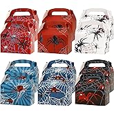 12 PCS Spider Theme Paper Gift Boxes(6 Styles), Halloween Party Favors Box for Goodie Candy Snack Gifts Wrap Trick or Treat Frieds Birthday Halloween Party Supplies Decorations Spider Web Bags