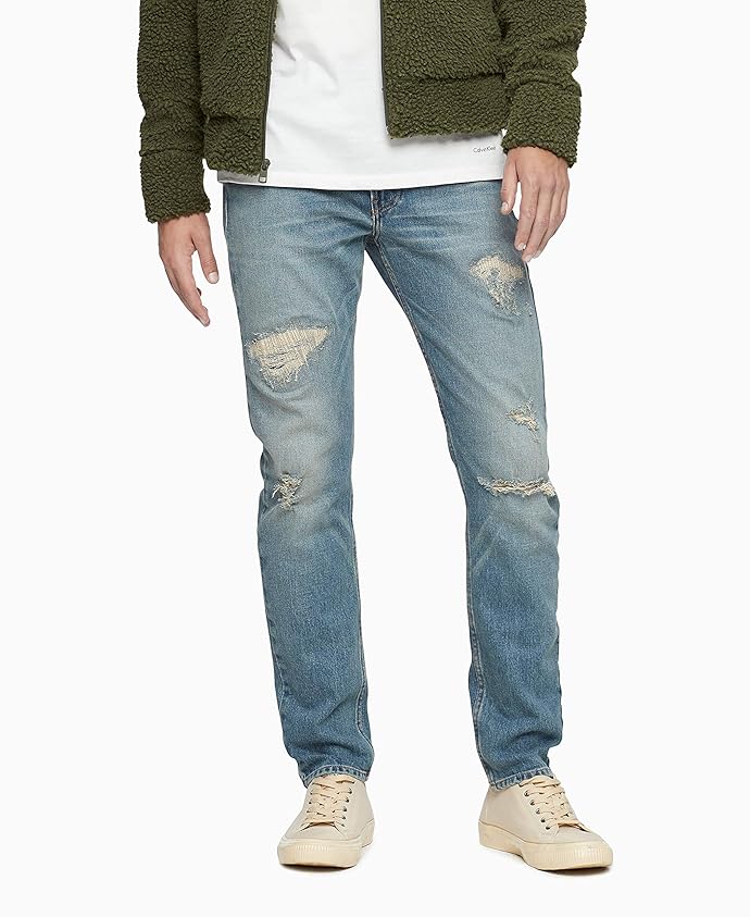 Calvin Klein 卡尔文克莱因 CK 修身款 破洞 男式牛仔裤 3.4折$29.93 海淘转运到手约￥256