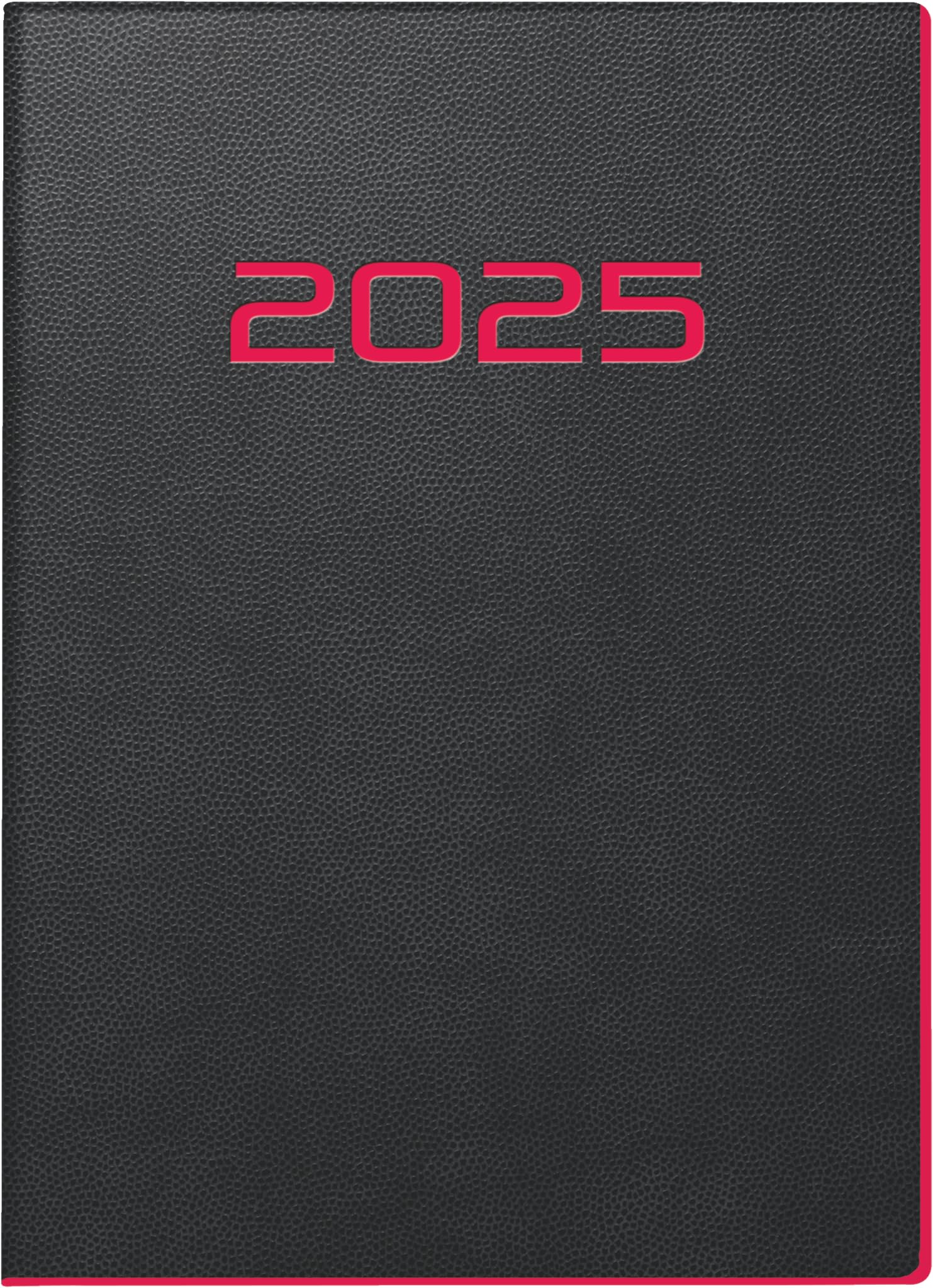 rido/idé Pocket Diary Model Perfect/Technik I (2025), 2 Pages = 1 Week, A6, 208 Pages, PU Cover, Flexible, Black, Yearly Planner