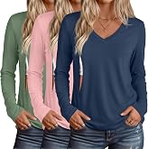 Huukeay 3 Pack Maternity Nursing Tops Breastfeeding Shirts | Soft Pregnancy Shirts, Long Sleeve Postpartum Tees, Hidden Zippers Design, Casual V Neck, Comfy Lounge Wear, Hospital Clothes