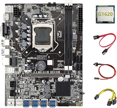 Nicfaky B75 LGA1155 ETH Mining Motherboard 8XPCIE G1620 CPU Cable Bundle