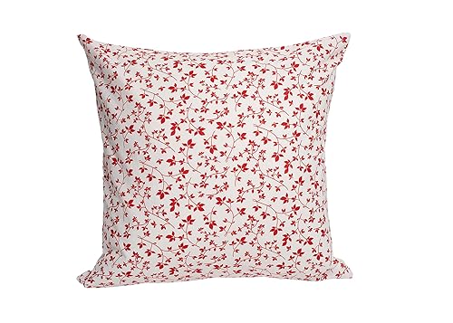 Weißer moderner Kissenbezug mit roter Blätterranke (40x40 1 Kissenbezug