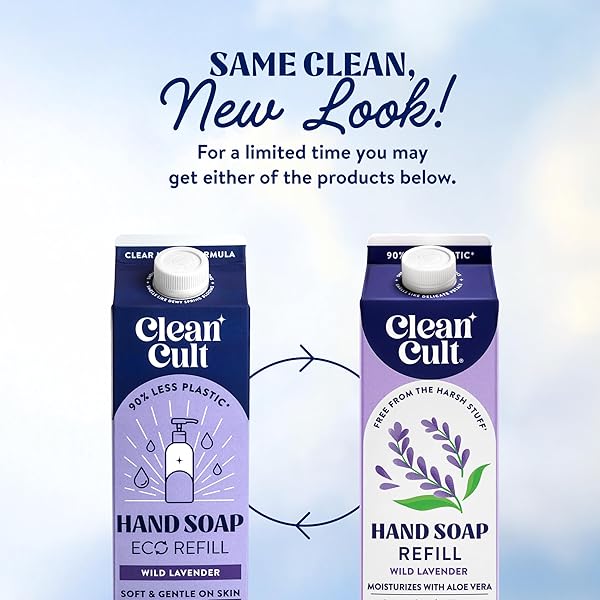 CLEANCULT LIQUID HAND SOAP REFILL – WILD LAVENDER – MOISTURIZES DRY & SENSITIVE SKIN – MADE WITH ALOE VERA & LAVENDER ESSENTIAL OILS – ECO FRIENDLY – PAPER-BASED PACKAGING – 32 OZ/1 PACK