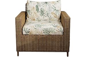 INGECRAFTS 2 Piece Tropical Leaf Print Stretch Sofa covers, Tropical Leaf Print Chair Seat Cover and Back Pillow Slipcover Set, Washable Furniture Protector for Indoor/Outdoor Patio Decor (Botanical Green)