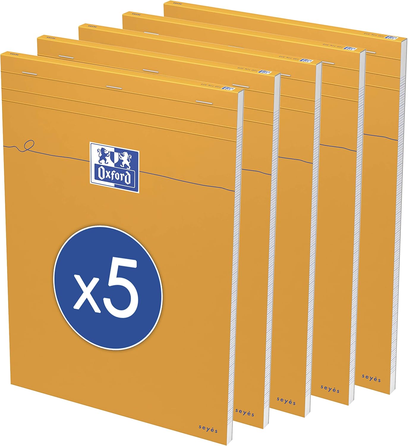 Pack of 5 Oxford notepads Large Squares Seyès-Ruled 160 Pages A4 Orange, A4 (21 x 29,7 cm)