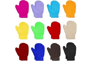 ONESING 12 Pairs Toddler Mittens Kids Knit Warm Mittens Children Solid Winter Gloves for Baby Girls Boys