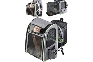 Inspack Cat Carrier, Expandable Large Cat Backpack, Breathable Dog Cat Backpack Carriers for Small Dogs Medium Cats Fit Up to 18 Lbs, Cat Dog Travel Bag, Durable Pet Carrier for Travel,Hiking,Camping