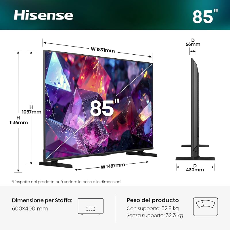 Smart TV QLED 144Hz 85" 4K 85E7S PRO — foto 3 di 8