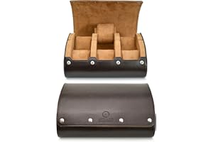 M MIRAGE LUXURY TRAVEL 6 Watch Travel Cases for Men - Watch Roll 6 Slots Travel Organizer - Espresso Brown -Signature Hexa Collection