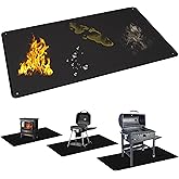 70 x 48 Inch Under Grill Mats for Outdoor Grill, Double-Sided Fireproof Grill Protector Pad, Waterproof, Oil-Proof, Indoor Fireplace/Fire Pit Mat, Easy-Clean BBQ/Grill Floor Mat for Deck & Lawn