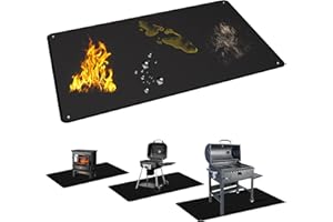EASYWAVE 70 x 48 Inch Under Grill Mats for Outdoor Grill, Double-Sided Fireproof Grill Protector Pad, Waterproof, Oil-Proof, Indoor Fireplace/Fire Pit Mat, Easy-Clean BBQ/Grill Floor Mat for Deck & Lawn