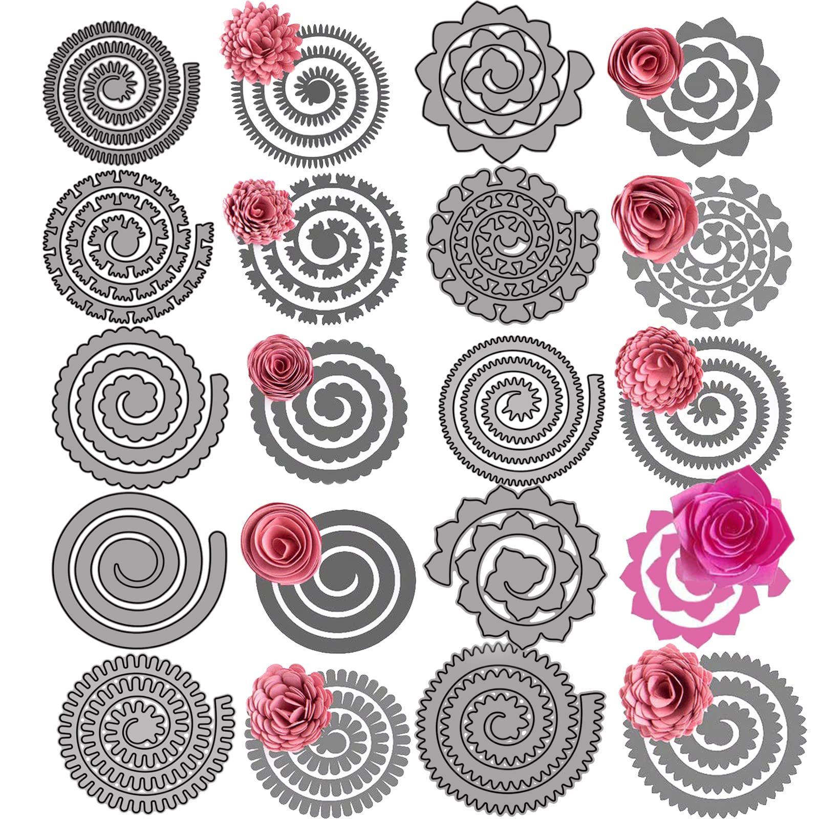 OTCRAFT 10Pcs 3D Flowers Spiral Metal Cutting Dies for Card Making DIY Scrapbooking Embossing Stencil Die Cuts Punch Template Mould Arts Crafts Metal Cutting Dies for Paper Crafting Handmade Crafts