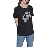 Karl Lagerfeld Womens Short Sleeve Trendy Bling Logo Choupette T-Shirt