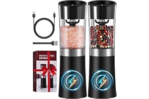 COSYAIREY Gravity Electric Salt and Pepper Grinder Set, USB-C Rechargeable Salt and Pepper Mill with Larger Capacity, White L