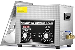 CREWORKS 10L Ultrasonic Cleaner with Heater and Timer, 240W Stainless Steel Ultrasonic Cleaner Machine with Degas & Gentle Modes, Ultrasonic Parts Cleaner with Knob Control for Machine Part Auto Tool