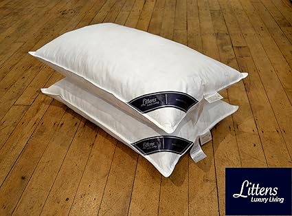 Littens Pair Luxury White Goose Feather Down Pillows Amazon Co