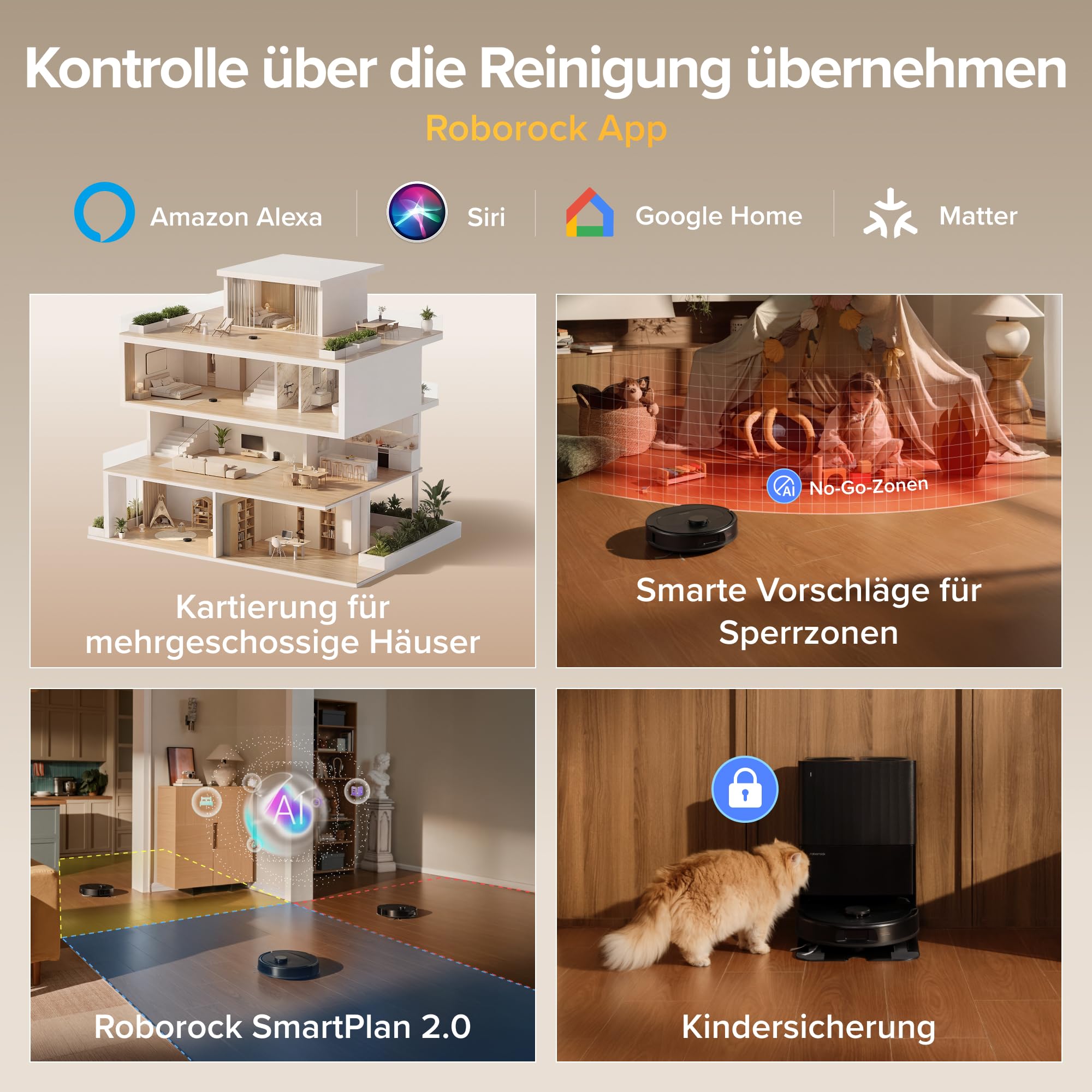 roborock Qrevo S Pro Set Saugroboter mit Wischfunktion, verbessert von QV 35A, 18.500 Pa Saugkraft, 75 °C Heißwasser-Moppreinigung, Anti-Tangle System, Hindernisvermeidung, All-in-One Dock (Schwarz) 8