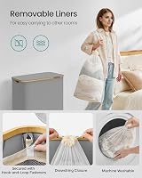 SONGMICS 150L 3-Section Laundry Basket with Lid Dove Grey LCB515G01 view 5