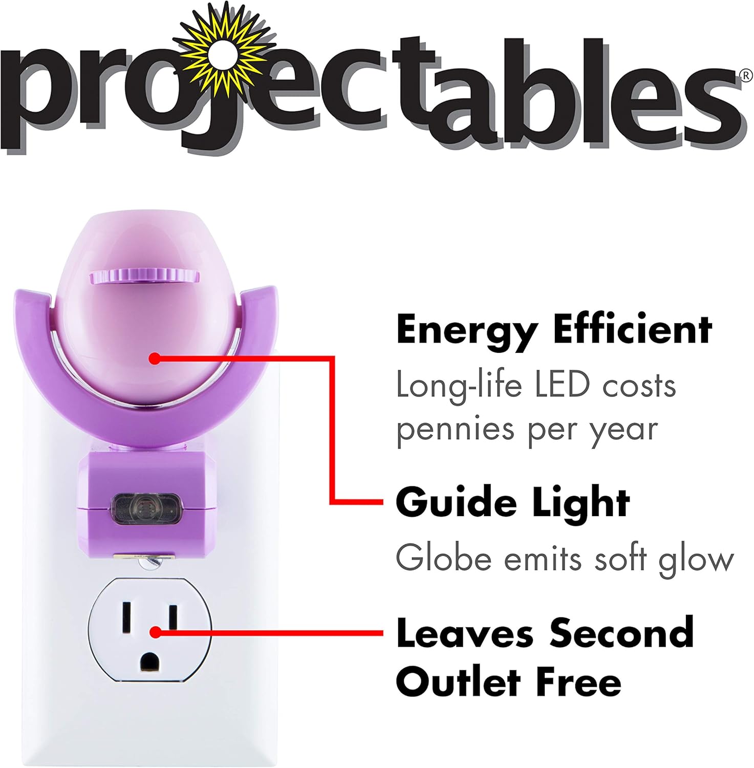 Projectables Disney Princess 6-Image LED Night Light Projector, Dusk-to-Dawn Sensor, Project Princesses Cinderella, Ariel, Aurora, Belle, & Rapunzel on Ceiling, Wall, or Floor, Pink/Purple, 11738: Home Improvement