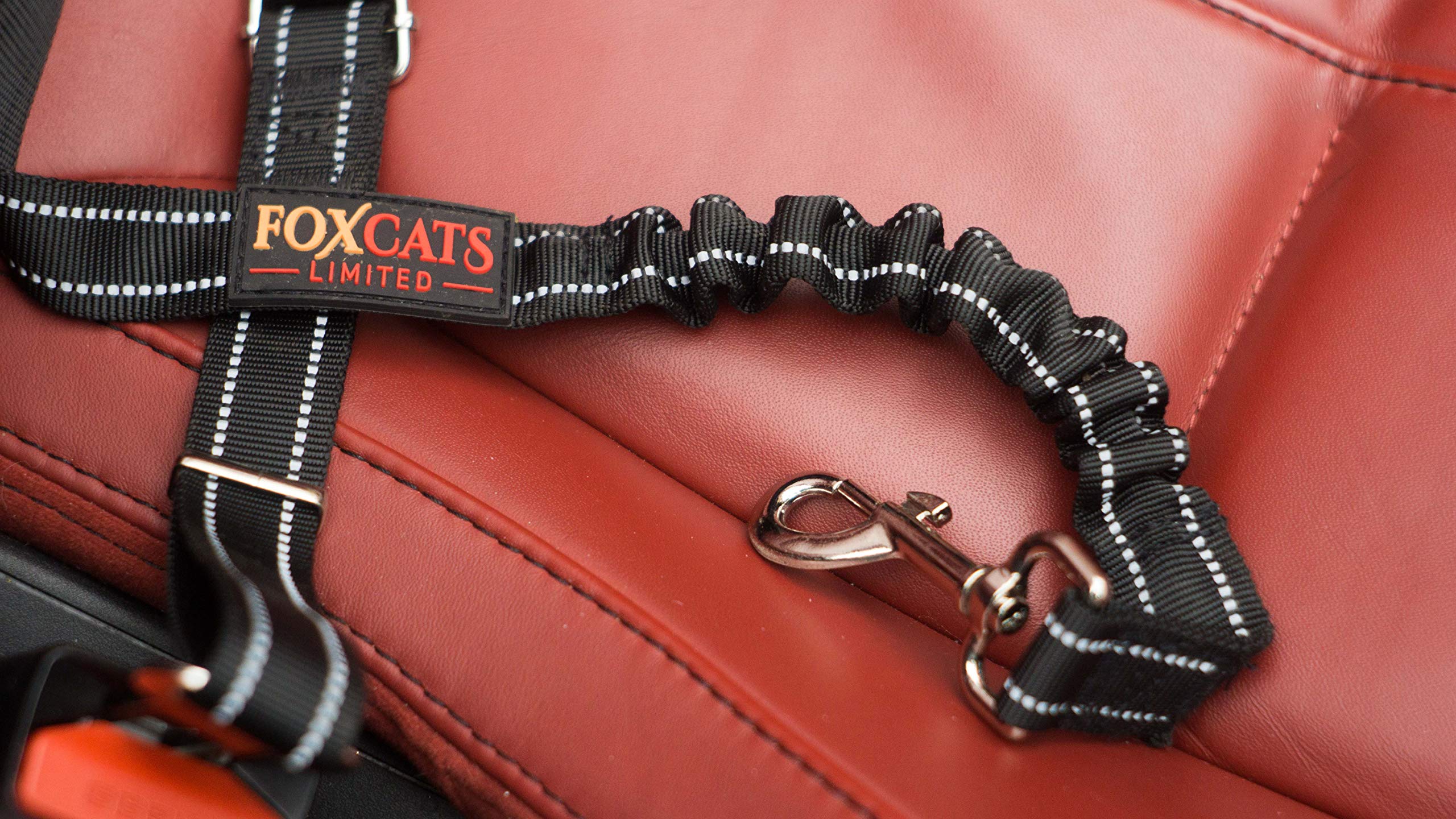 FOXCATS LIMITED 2 x Dog Seat Belt, Dog Cat Car Safety Seat Belt Harness Adjustable Leads Harness for Cars Vehicle (black)