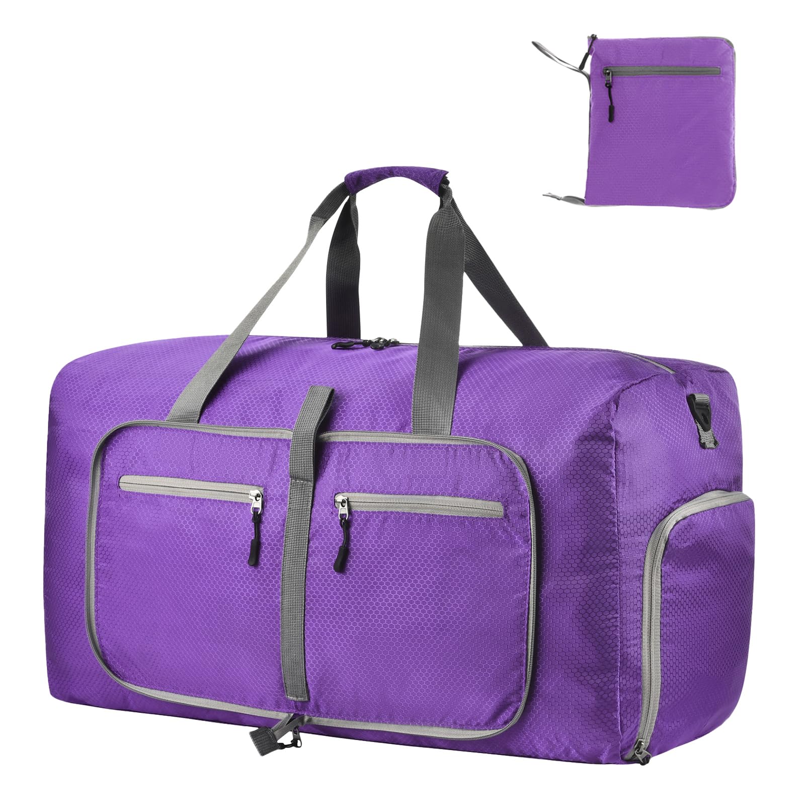 Photo 1 of Dimayar Travel Duffle Bag for Men Women - Foldable Duffel Bag with Shoes Compartment - Overnight Bags Waterproof & Tear Resistant(85L,Purple)