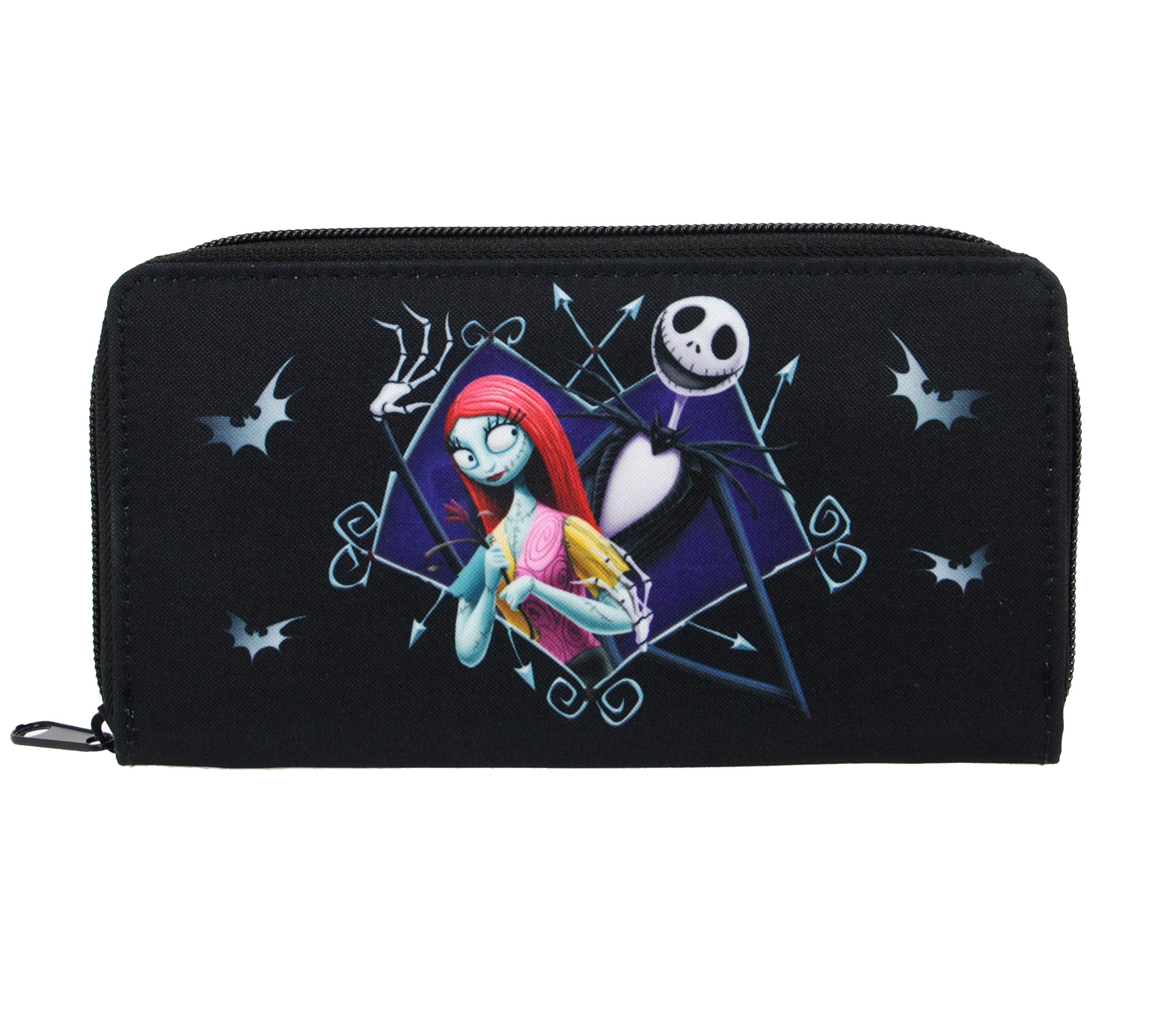 The Nightmare Before Christmas NBX Jack & Sally Spacious Black Zipped Polyester Purse