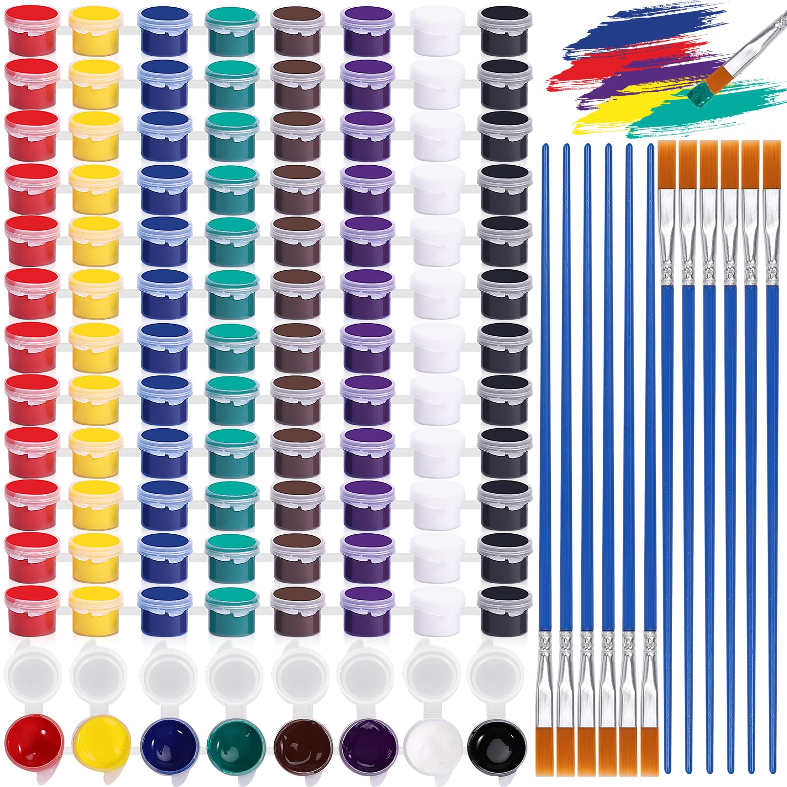 Photo 1 of 12Pcs Mini Acrylic Paint Set,Washable Paint Set in 8 Colors,5 ml Paint Strips for Kids & Adults,Filled Paint Sets with 12 Paintbrushes Perfect for Home Classroom Parties Painting Art Supplie