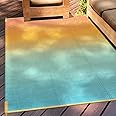 Anidaroel Ombre Outdoor Rug 5x8ft Waterproof for Patio Decor, Reversible Plastic Straw Outside Rug, UV Resistant RV Camping M
