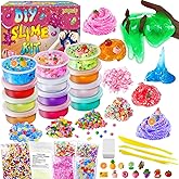 12 Cups DIY Slime Kit, Slime Making Kit for Girls 10-12, Crystal Clear Slime, Glow in The Dark Slime with Add-ins, Foam Balls