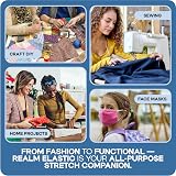 Realm Flat Elastic Band Sewing Crafts DIY 1/4 Inch 5m White view 5