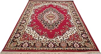 Paradise Carpet Creation Traditional Carpet (Red, Acrylic, 8 X 11 Feet)