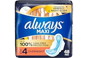 Always, Maxi Pads For Women, Size 4, Overnight Absorbency With Wings, 48 Count
