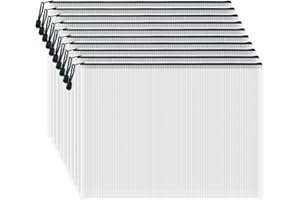 AUSTARK 10 Pcs Zipper File Bags, Waterproof Plastic Mesh Pouch for Office School, Board Game Storage Bags (A3 Size 16.9''x12'', White and Black)